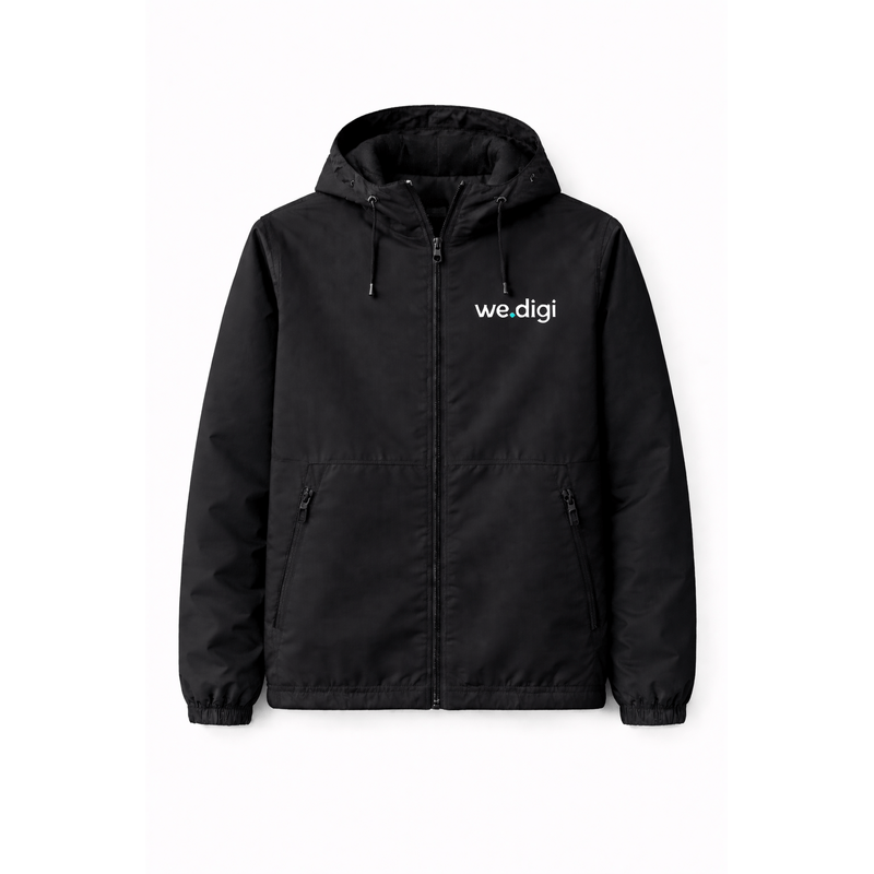 Jaqueta preta com logo we.digi